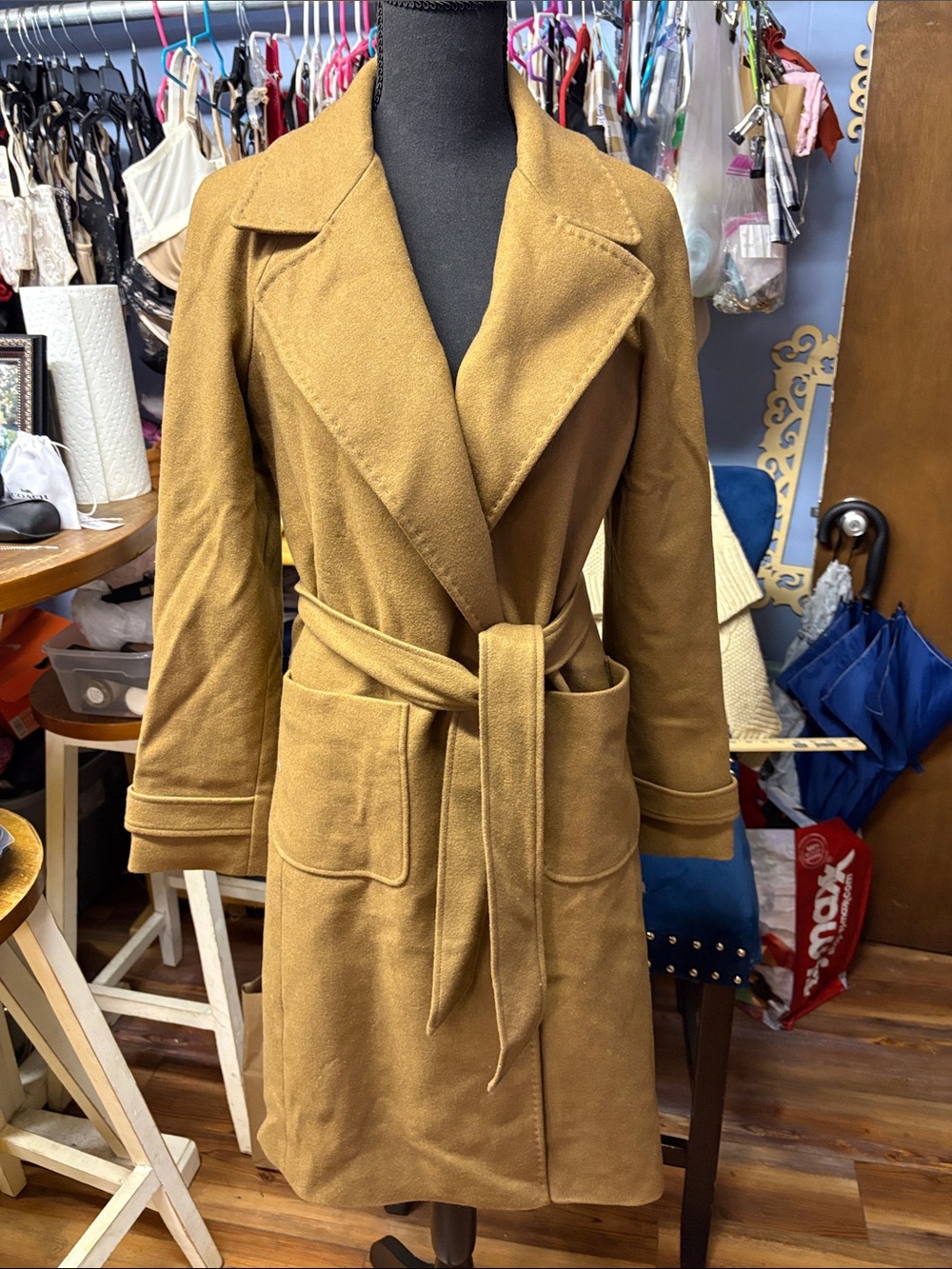 Tommy Hilfiger Camel Tan Belted Trench Coat